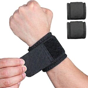 YUNYILAN 2-Pack Adjustable Wrist Brace Support Straps for Fitness, Weightlifting, Tendonitis, Carpal Tunnel, Arthritis, and Wrist Pain Relief – Highly Elastic (Black)